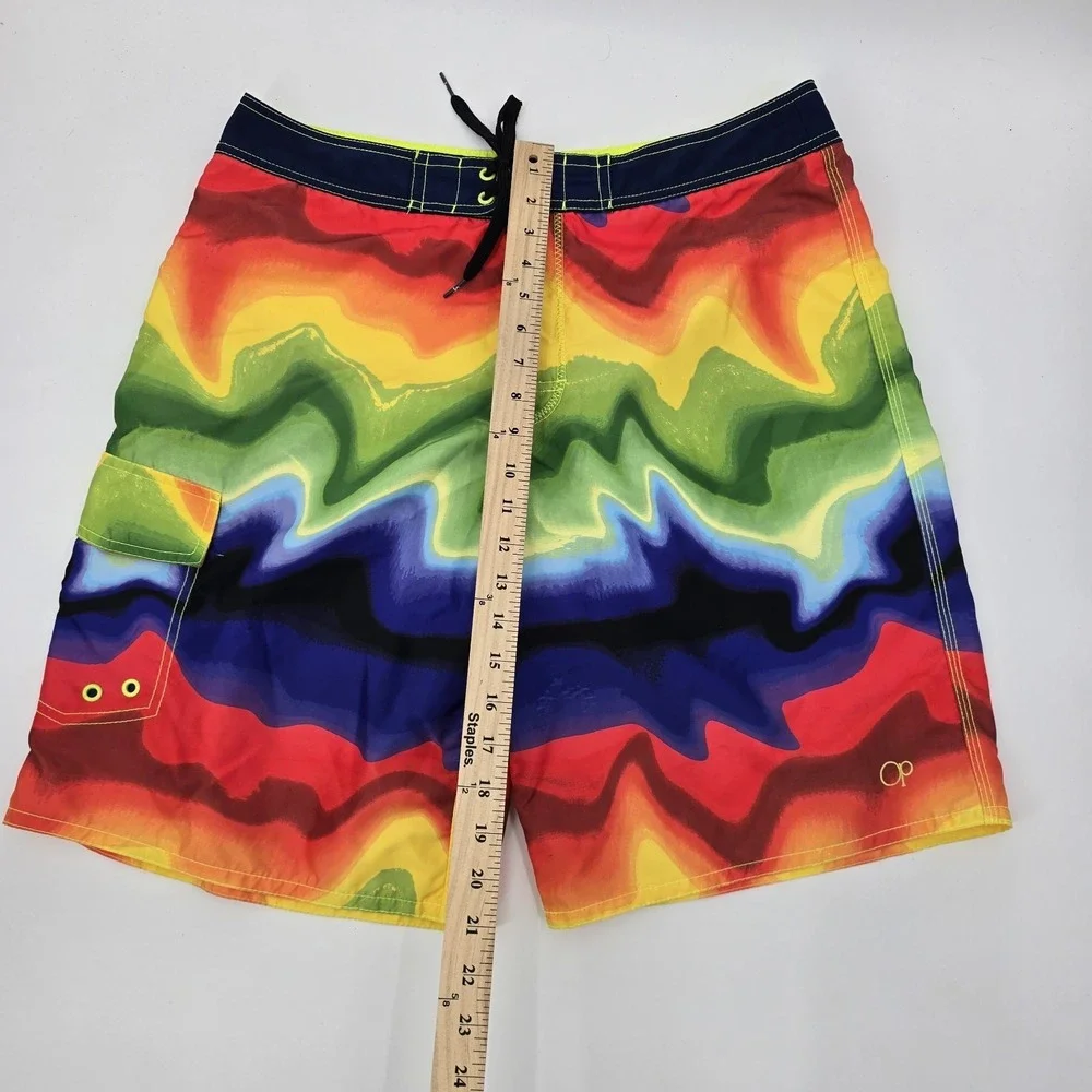OP Ocean Pacific Shorts Mens 34‎ Board Swim Shorts Rainbow Tie Dye